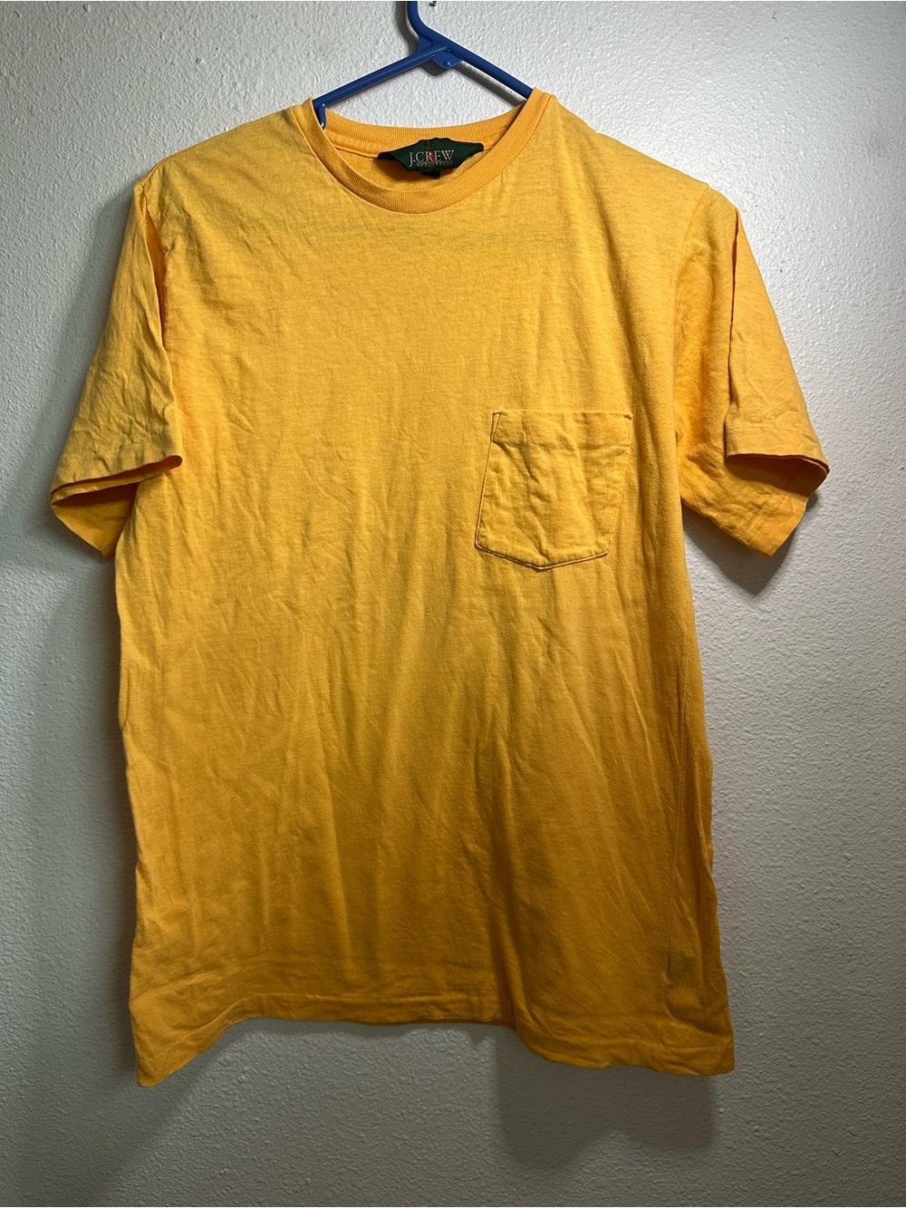 J. Crew Men's Bright Yellow Short-Sleeve Pocket Tee Vintage Small
